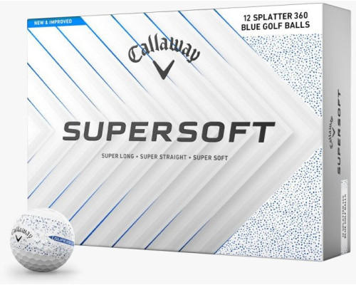 М'ячі для гольфу Callaway Supersoft  Splatter 360, 2025 12 шт, біло-синій М'ячі для гольфу Callaway Supersoft  Splatter 360, 2025 12 шт, біло-синій