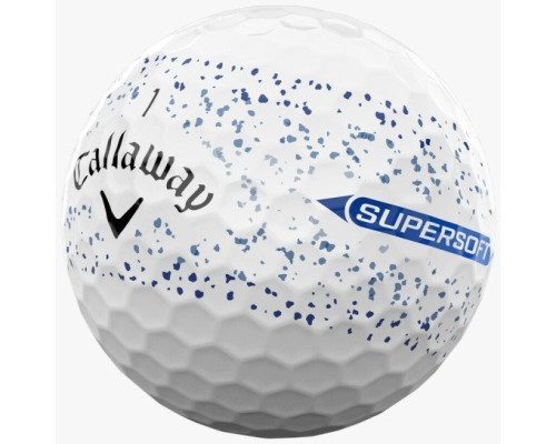 М'ячі для гольфу Callaway Supersoft  Splatter 360, 2025 12 шт, біло-синій М'ячі для гольфу Callaway Supersoft  Splatter 360, 2025 12 шт, біло-синій