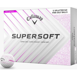 М'ячі для гольфу Callaway Supersoft Splatter 360,  2025 12, біло-рожеві