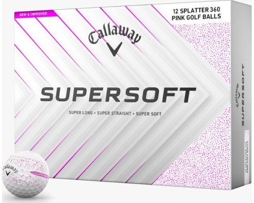 М'ячі для гольфу Callaway Supersoft Splatter 360,  2025 12, біло-рожеві М'ячі для гольфу Callaway Supersoft Splatter 360,  2025 12, біло-рожеві
