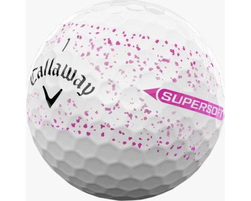 М'ячі для гольфу Callaway Supersoft Splatter 360,  2025 12, біло-рожеві М'ячі для гольфу Callaway Supersoft Splatter 360,  2025 12, біло-рожеві