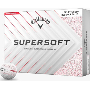 М'ячі для гольфу Callaway Supersoft Splatter 360, 2025 12, біло-червоні