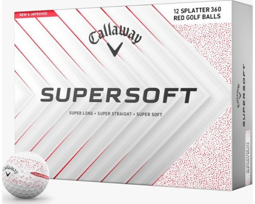 М'ячі для гольфу Callaway Supersoft Splatter 360, 2025 12, біло-червоні М'ячі для гольфу Callaway Supersoft Splatter 360, 2025 12, біло-червоні