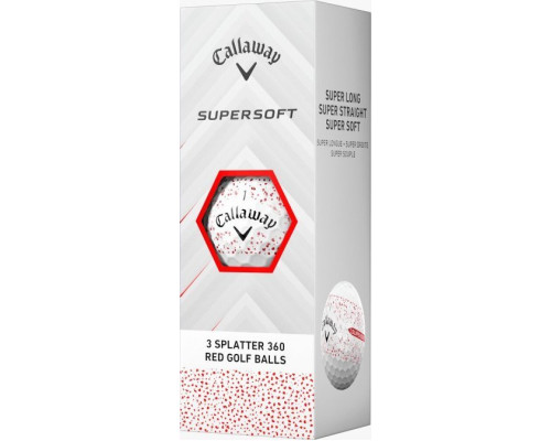 М'ячі для гольфу Callaway Supersoft Splatter 360, 2025 12, біло-червоні М'ячі для гольфу Callaway Supersoft Splatter 360, 2025 12, біло-червоні