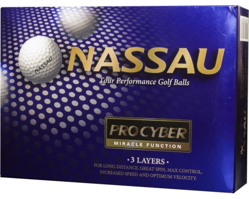 М'ячі для гольфу Nassau Pro Cyber 12 шт, жовті М'ячі для гольфу Nassau Pro Cyber 12 шт, жовті