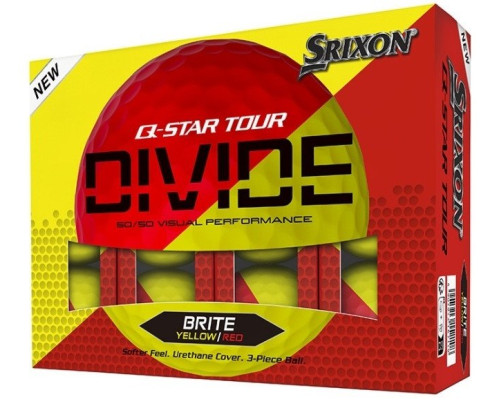 М'ячі для гольфу Srixon Q-Star Tour Divide2 12 шт, жовто-червоні М'ячі для гольфу Srixon Q-Star Tour Divide2 12 шт, жовто-червоні