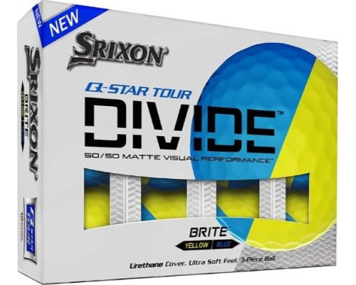 М'ячі для гольфу Srixon Q-Star Tour Divide 12 шт, жовто-блакитні М'ячі для гольфу Srixon Q-Star Tour Divide 12 шт, жовто-блакитні