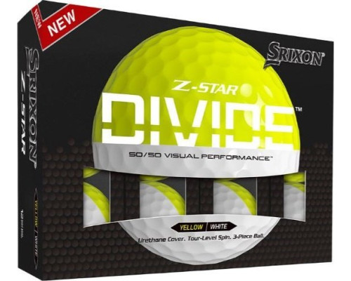 М'ячі для гольфу Srixon Z-Star Divide 12 шт, біло-жовтий М'ячі для гольфу Srixon Z-Star Divide 12 шт, біло-жовтий