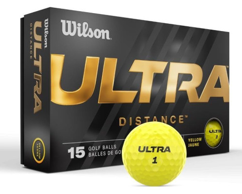 М'ячі для гольфу Wilson ULTRA Distance 2023 15 шт, жовті М'ячі для гольфу Wilson ULTRA Distance 2023 15 шт, жовті