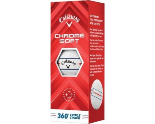 М'ячі для гольфу Callaway Chrome Soft TripleTrack 360 2024 3 шт, білі М'ячі для гольфу Callaway Chrome Soft TripleTrack 360 2024 3 шт, білі
