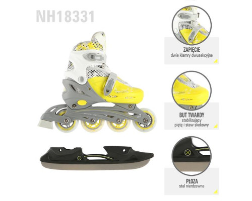 Ролики/Ковзани NH18331 4в1 NILS EXTREME - розмір S (31-34)/ яскраво-жовті Ролики/Ковзани NH18331 4в1 NILS EXTREME - розмір S (31-34)/ яскраво-жовті