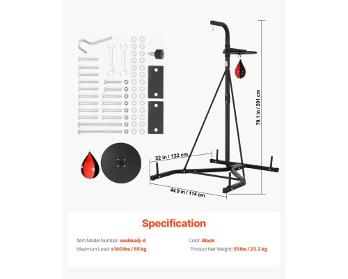 Стійка для боксерського мішка VEVOR, чорна