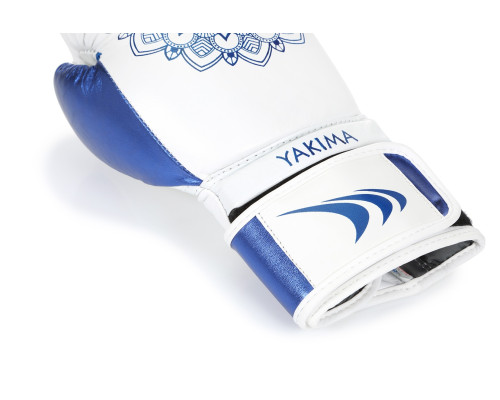 Рукавички боксерські жіночі Yakimasport  MANDALA розмір 8 унцій, біло-блакитні