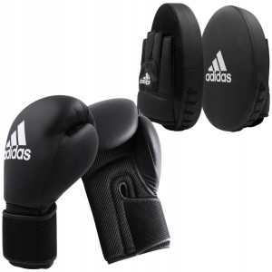 Боксерський набір ADIDAS лапи та рукавички 12 унцій, чорний