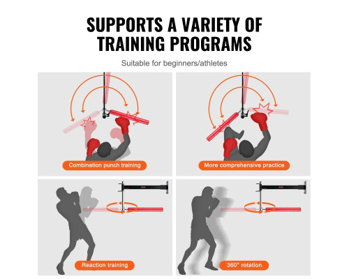 Настінний боксерський гриф VEVOR, чорно-червоний