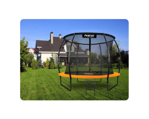Батут Neo-Sport з внутрішньою сіткою 8 футів 252 см чорно-помаранчевий