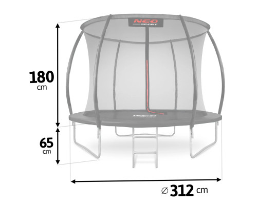 Батут Neo-Sport  з внутрішньою сіткою 10 футів 312 см чорний