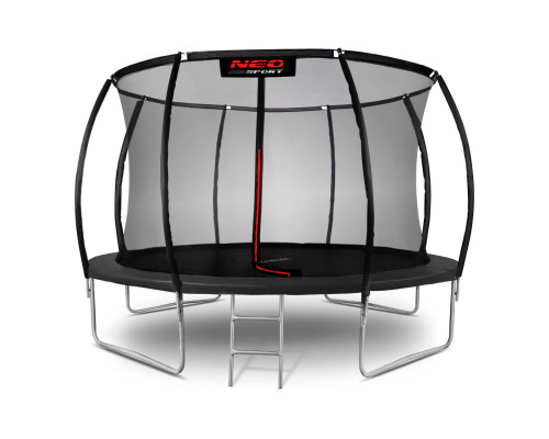 Батут Neo-Sport з внутрішньою сіткою 12 футів 374 см чорний