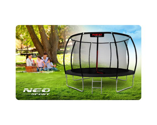 Батут Neo-Sport з внутрішньою сіткою 12 футів 374 см чорний