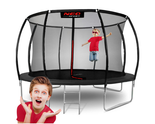 Батут Neo-Sport з внутрішньою сіткою 12 футів 374 см чорний