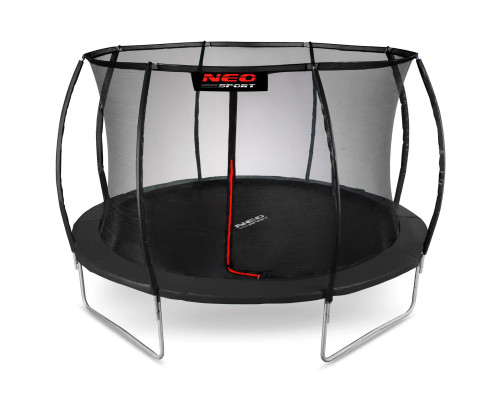 Батут Neo-Sport з внутрішньою сіткою 12 футів 374 см чорний