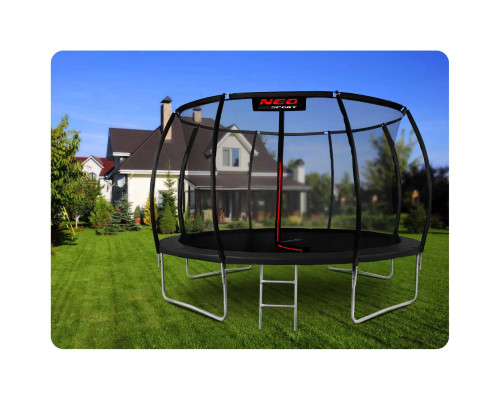 Батут Neo-Sport з внутрішньою сіткою 12 футів 374 см чорний