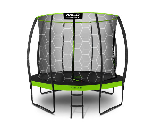 Батут Neo-Sport з внутрішньою сіткою 8 футів  252 см чорно-зелений