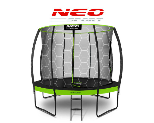 Батут Neo-Sport з внутрішньою сіткою 8 футів  252 см чорно-зелений