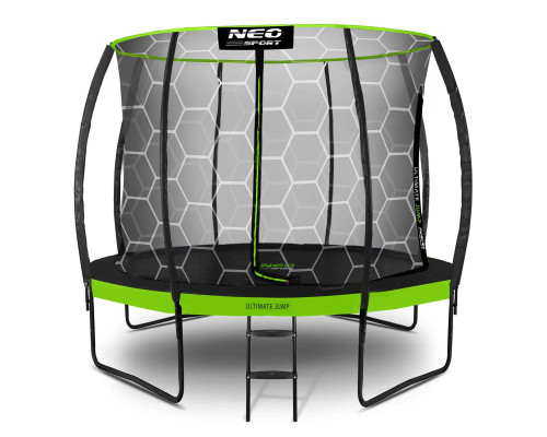 Батут Neo-Sport з внутрішньою сіткою 10 футів 312 см чорно-зелений