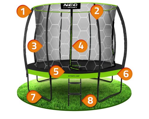 Батут Neo-Sport з внутрішньою сіткою 10 футів 312 см чорно-зелений