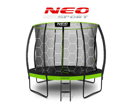 Батут Neo-Sport з внутрішньою сіткою 10 футів 312 см чорно-зелений