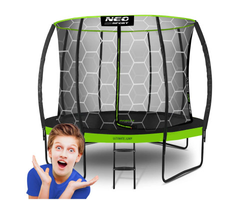 Батут Neo-Sport з внутрішньою сіткою 10 футів 312 см чорно-зелений