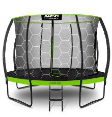 Батут Neo-Sport з внутрішньою сіткою 12 футів 374 см чорно-зелений