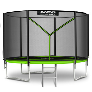 Батут Neo-Sport з зовнішньою сіткою 10 футів 312 см чорно-зелений