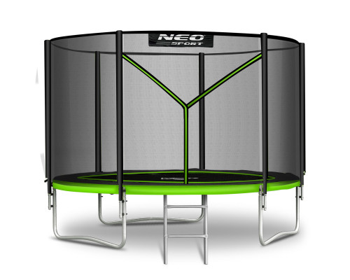 Батут Neo-Sport з зовнішньою сіткою 10 футів 312 см чорно-зелений