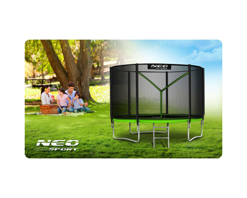 Батут Neo-Sport з зовнішньою сіткою 10 футів 312 см чорно-зелений