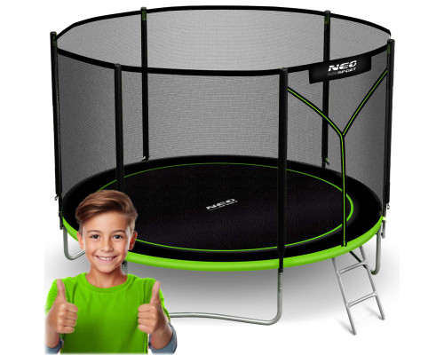 Батут Neo-Sport з зовнішньою сіткою 10 футів 312 см чорно-зелений