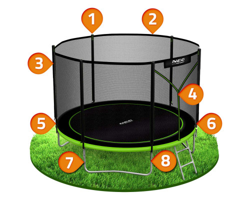 Батут Neo-Sport з зовнішньою сіткою 10 футів 312 см чорно-зелений