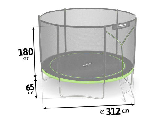 Батут Neo-Sport з зовнішньою сіткою 10 футів 312 см чорно-зелений