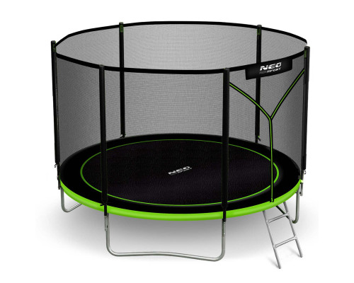 Батут Neo-Sport з зовнішньою сіткою 10 футів 312 см чорно-зелений