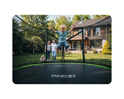 Батут Neo-Sport з зовнішньою сіткою 10 футів 312 см чорно-зелений