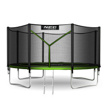 Батут Neo-Sport з зовнішньою сіткою 12 футів 374 см чорно-зелений