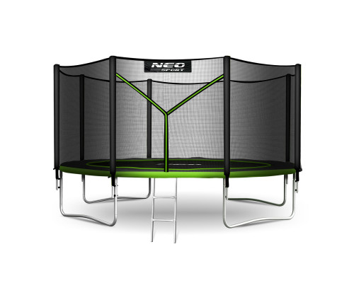 Батут Neo-Sport з зовнішньою сіткою 12 футів 374 см чорно-зелений