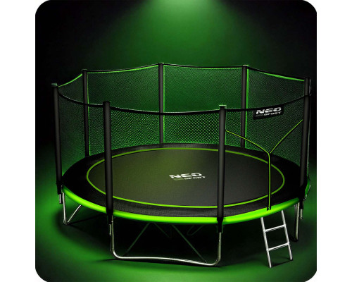 Батут Neo-Sport з зовнішньою сіткою 12 футів 374 см чорно-зелений