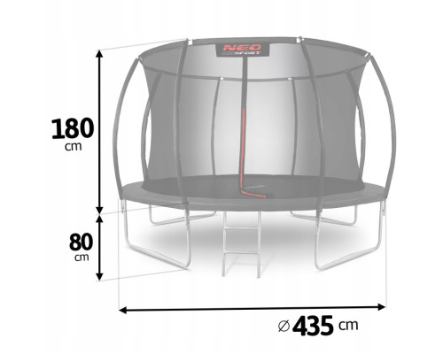 Батут Neo-Sport NS-14C231 із внутрішньою сіткою 14 футів 435 см, чорний