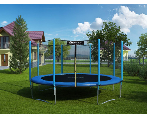 Батут Neo-Sport з зовнішньою сіткою 14,5 футів 435 см блакитний