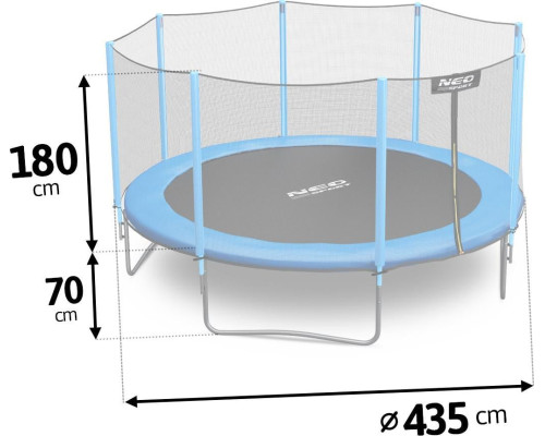 Батут Neo-Sport з зовнішньою сіткою 14,5 футів 435 см блакитний