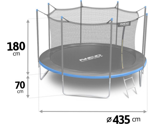 Батут Neo-Sport з внутрішньою сіткою 14 футів 435 см чорно-синій