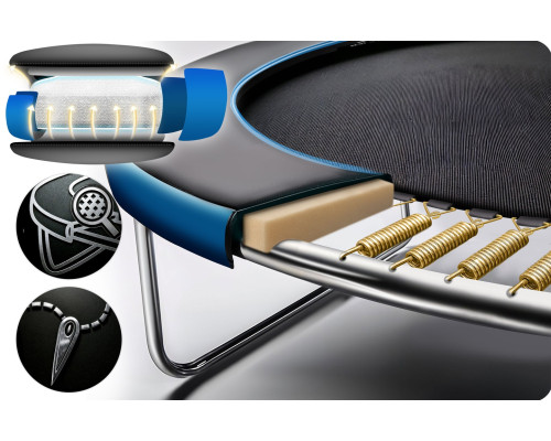 Батут Neo-Sport NS-15Z221 з зовнішньою сіткою 15 футів 465 см, чорно-синій