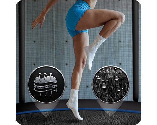Батут Neo-Sport NS-15Z221 з зовнішньою сіткою 15 футів 465 см, чорно-синій